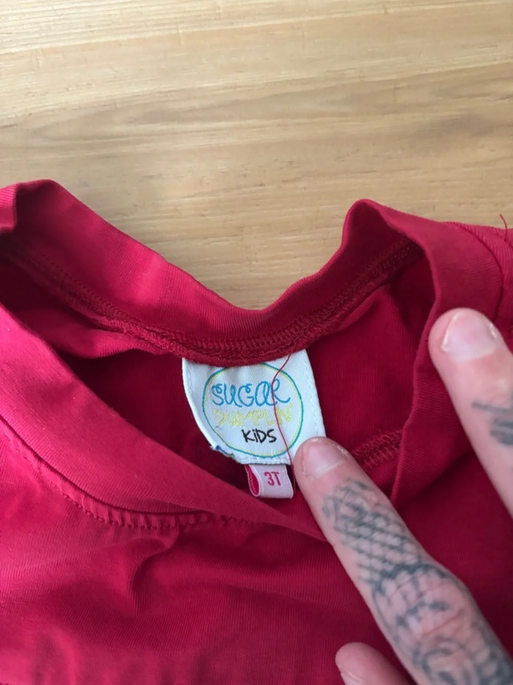 Sugar Kids Bright Red Short Sleeve Tee Smocked Elephants